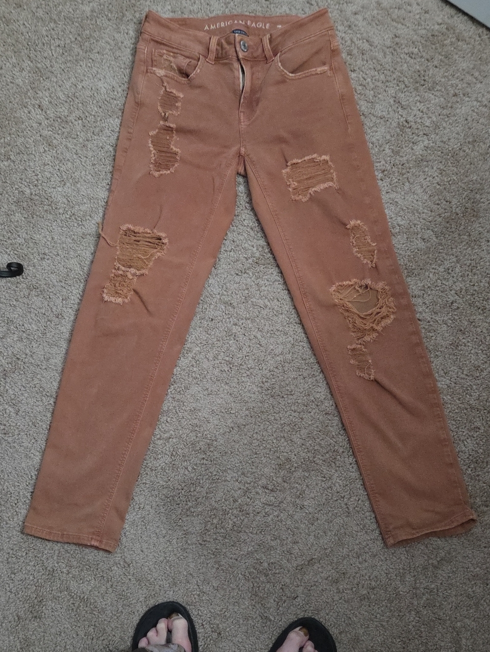 American Eagle Outfitters Rust-Tone Distressed Skinny Jeans